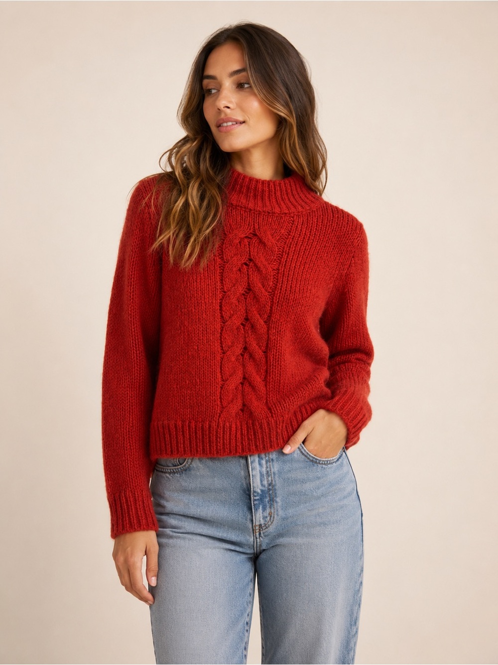 Madewell Chunky Cozy Soft Cottagecore cable knit mock sweater XS  x small